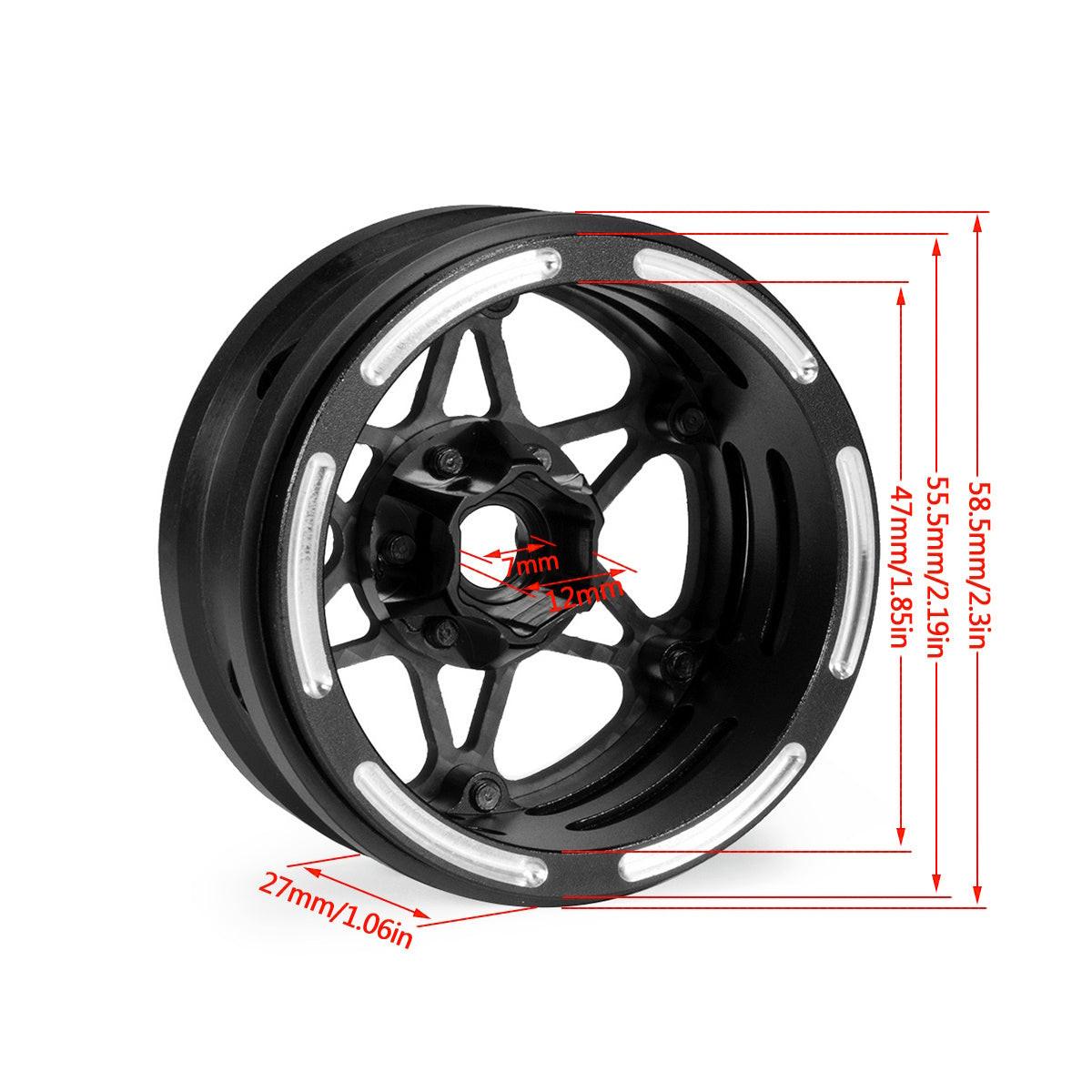 Powerhobby 1.9" Carbon Fiber Lightweight Beadlock Wheels A 1/10 Rock Crawler