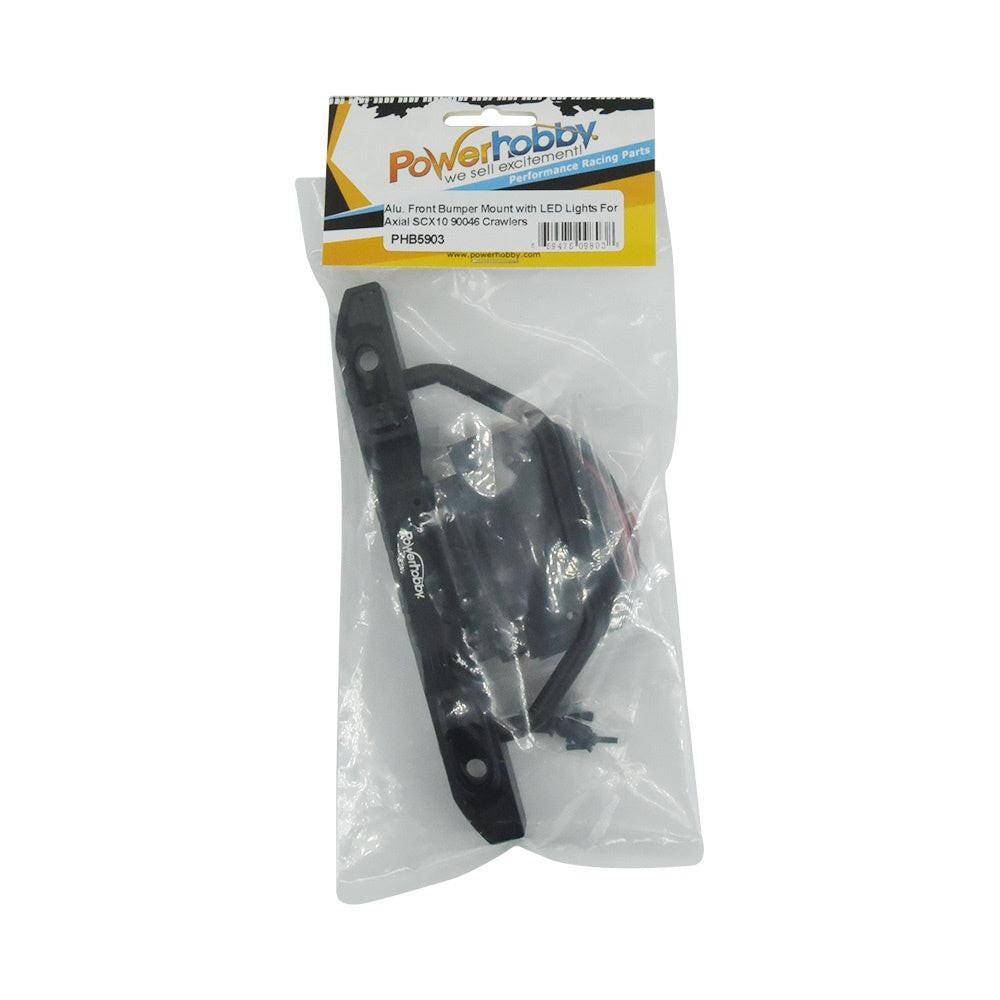 Powerhobby Aluminum Front Bumper w LED Lights Axial SCX10 90046