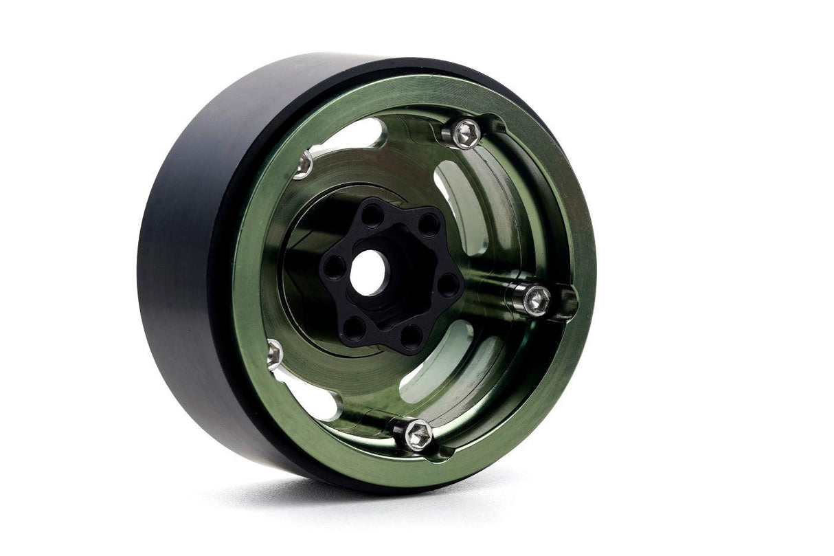Powerhobby B6 Aluminum 1.9 Beadlock Wheels 9mm Hubs Green (4) 1/10 Rock Crawler