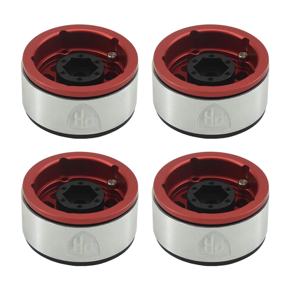 Powerhobby Aluminum 1.55" Beadlock Wheels Red (4) 1/10 Rock Crawler