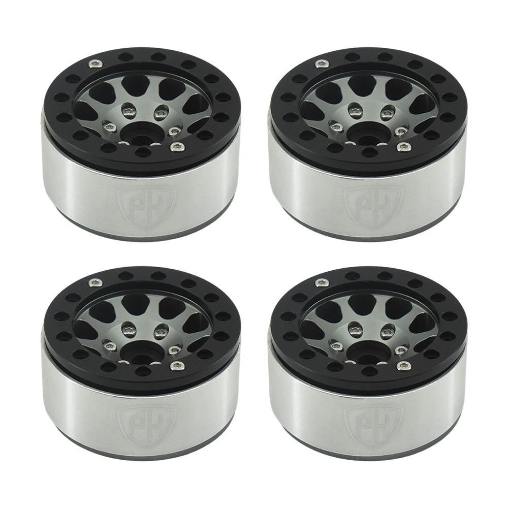 Powerhobby Aluminum 1.55" Beadlock Wheels Grey (4) 1/10 Rock Crawler