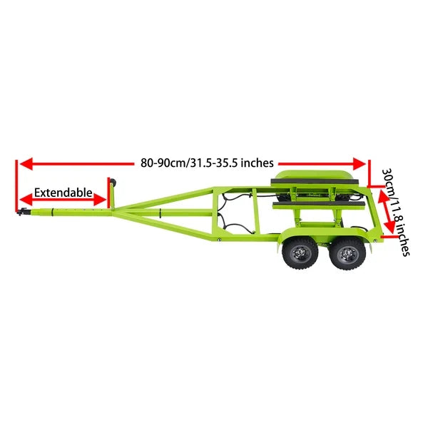 Powerhobby 1/10 Adjustable Metal RC Boat Trailer w/ LED Lights Green