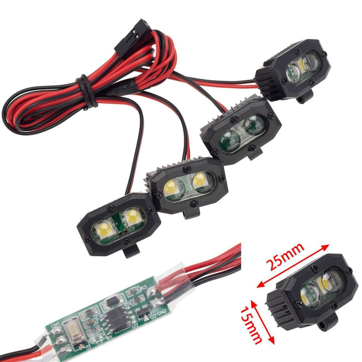 PowerHobby RC 4 Dual LED Lights Headlights Spotlight w/ Controller for ...