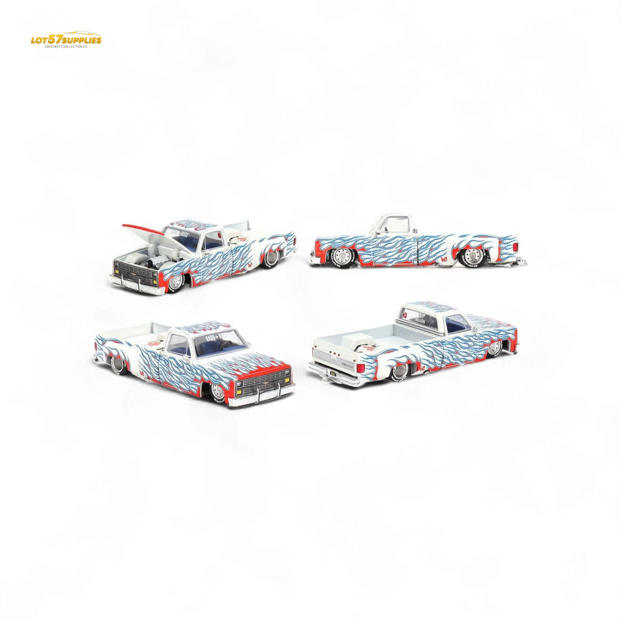 Mini GT x Kaido House Chevrolet Silverado Dually On Fire V2 1:64
