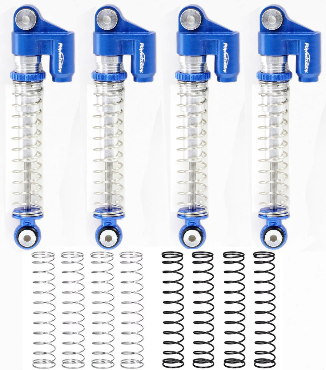 Powerhobby PHSCX24021 Axial SCX24 Aluminum Threaded Long Travel Shocks Micro Crawler Blue