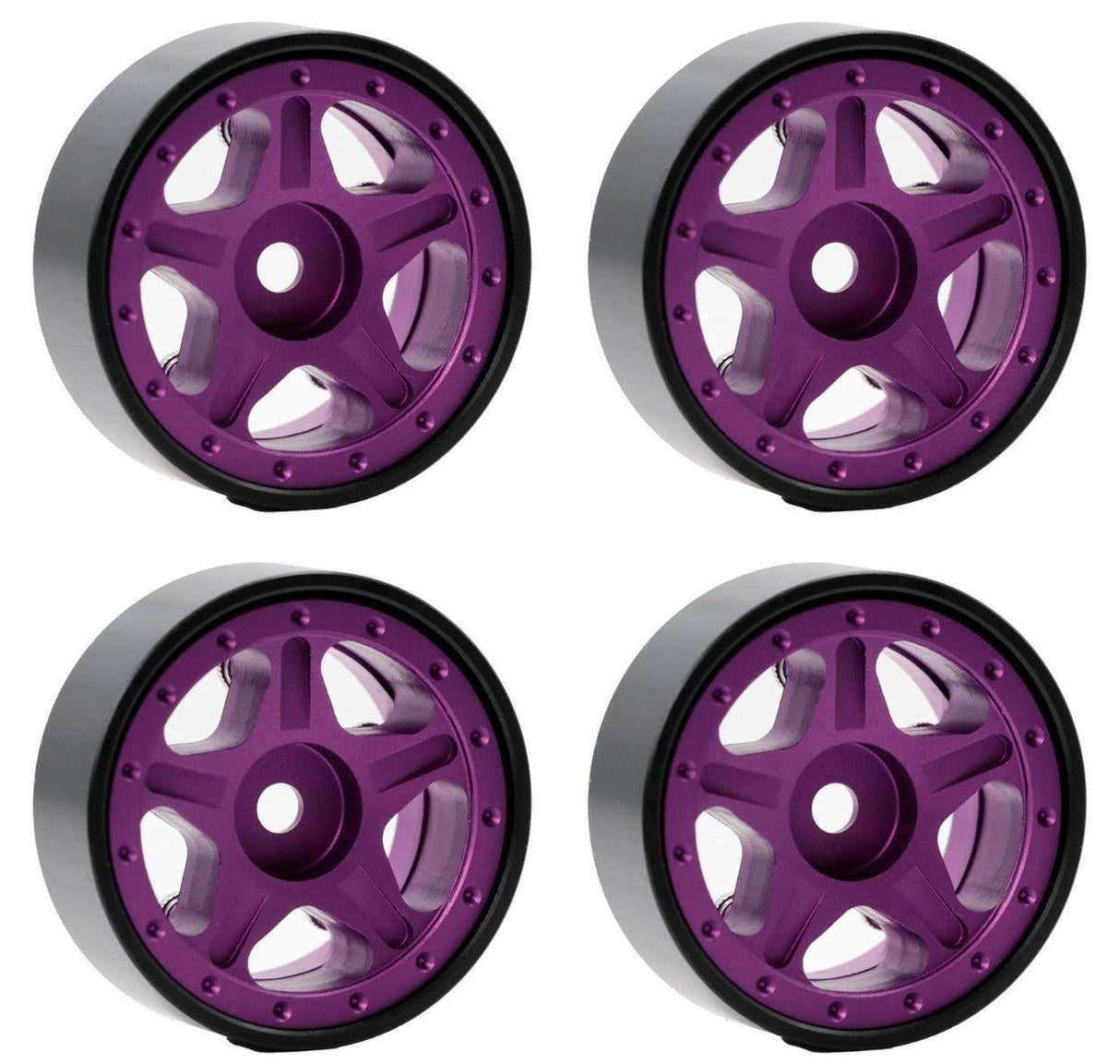 Powerhobby Z2 1.0" Aluminum Beadlock Crawler Wheels Purple 1/24 Axial SCX24 C10