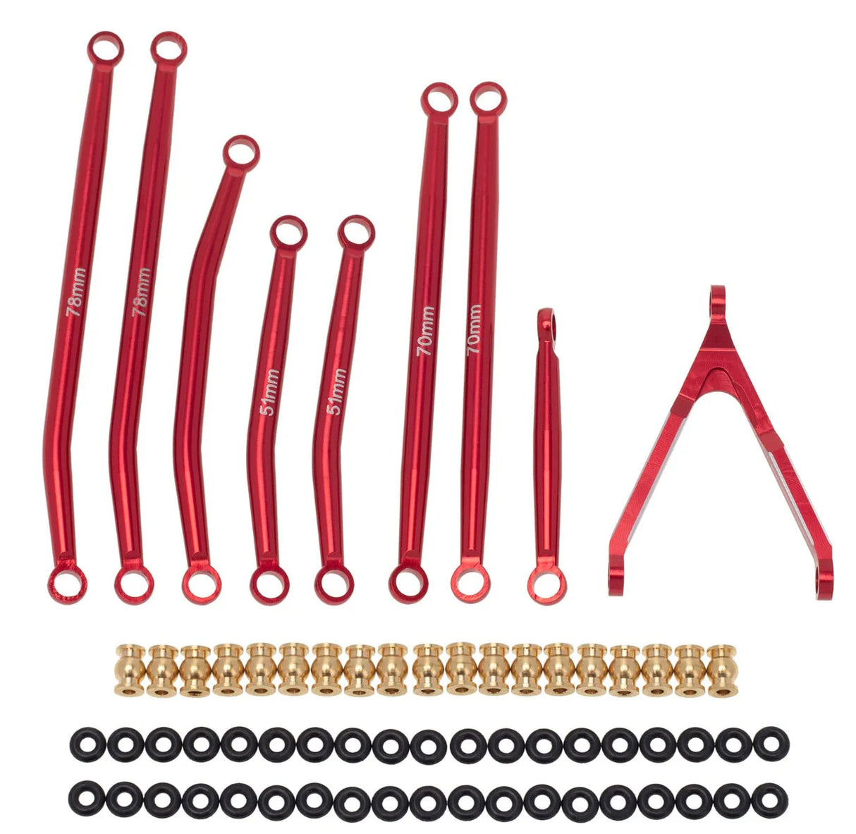 Powerhobby PHSCX24746-6 RED Aluminum SCX24 Betty Deadbolt High Clearance Chassis Links Set Red