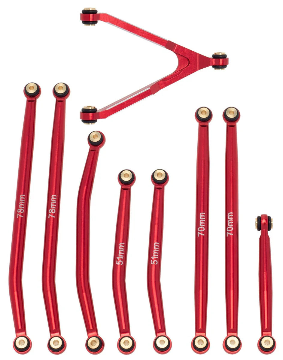 Powerhobby PHSCX24746-6 RED Aluminum SCX24 Betty Deadbolt High Clearance Chassis Links Set Red