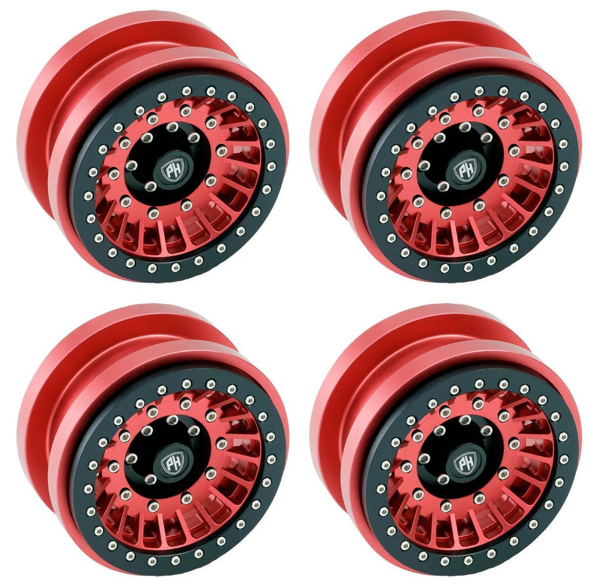 Powerhobby Z1 Axial SCX6 2.9” CNC Aluminum Beadlock Wheels Red 4pcs