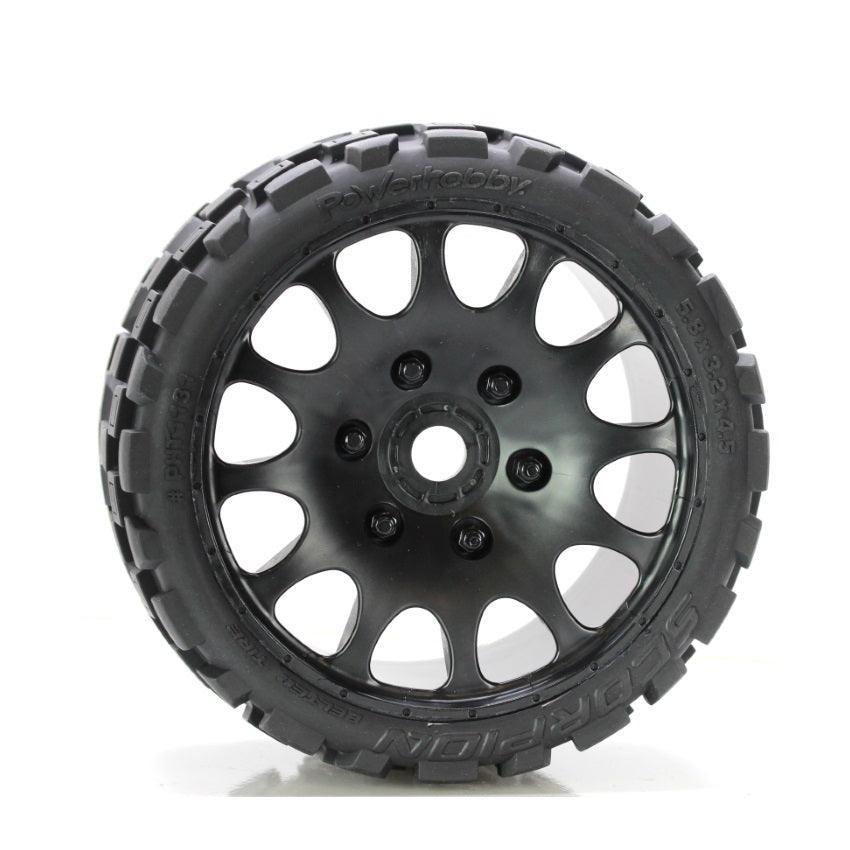 Powerhobby Scorpion Belted Monster Truck Tires / Wheels w 17mm Hex (2) Race