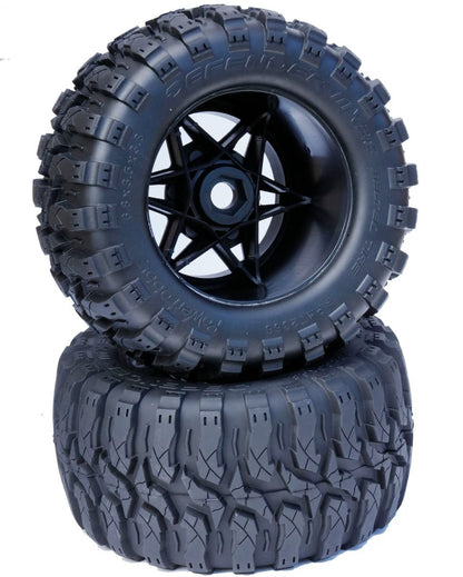 Powerhobby PHT2366-B 1/8 Defender 3.8” Belted All Terrain Tires 17MM Mounted Black