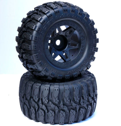 Powerhobby PHT2366-B 1/8 Defender 3.8” Belted All Terrain Tires 17MM Mounted Black