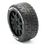 Powerhobby 1/8 GT Beast Belted Mounted Tires 17mm Medium Black Wheels