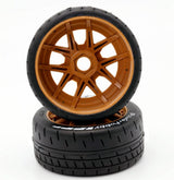 Powerhobby 1/8 GT Beast Belted Mounted Tires 17mm Medium Brown Wheels