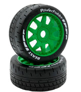 Powerhobby 1/8 GT Beast Belted Mounted Tires 17mm Soft Green Wheels