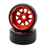 POWERHOBBY 2401-MR 1/8 GT Beast Belted Mounted Tires 17mm Medium Red Wheels