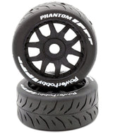 Powerhobby 1/8 GT Phantom Belted Mounted Tires 17mm Medium Black Wheels