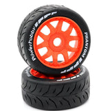 Powerhobby 1/8 GT Phantom Belted Mounted Tires 17mm Soft Orange Wheels