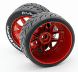 POWERHOBBY 2402-SR 1/8 GT Phantom Belted Mounted Tires 17mm Soft Red Wheels