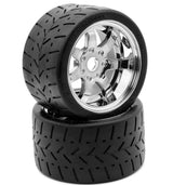 Powerhobby 1/8 Gripper 54/100 Belted Mounted Tires 17mm Chrome Wheels
