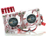 Powerhobby Aluminum Motor Heatsink Twin Dual Cooling Fan Red FOR Traxxas Slash 4WD / 4X4