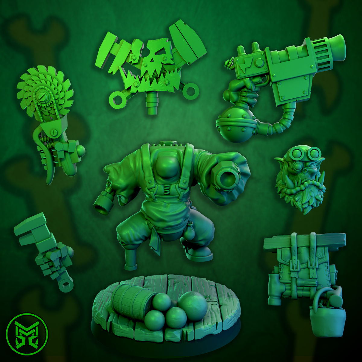 3d Printed Pirate Ork Mekaniks by Mekka Miniatures