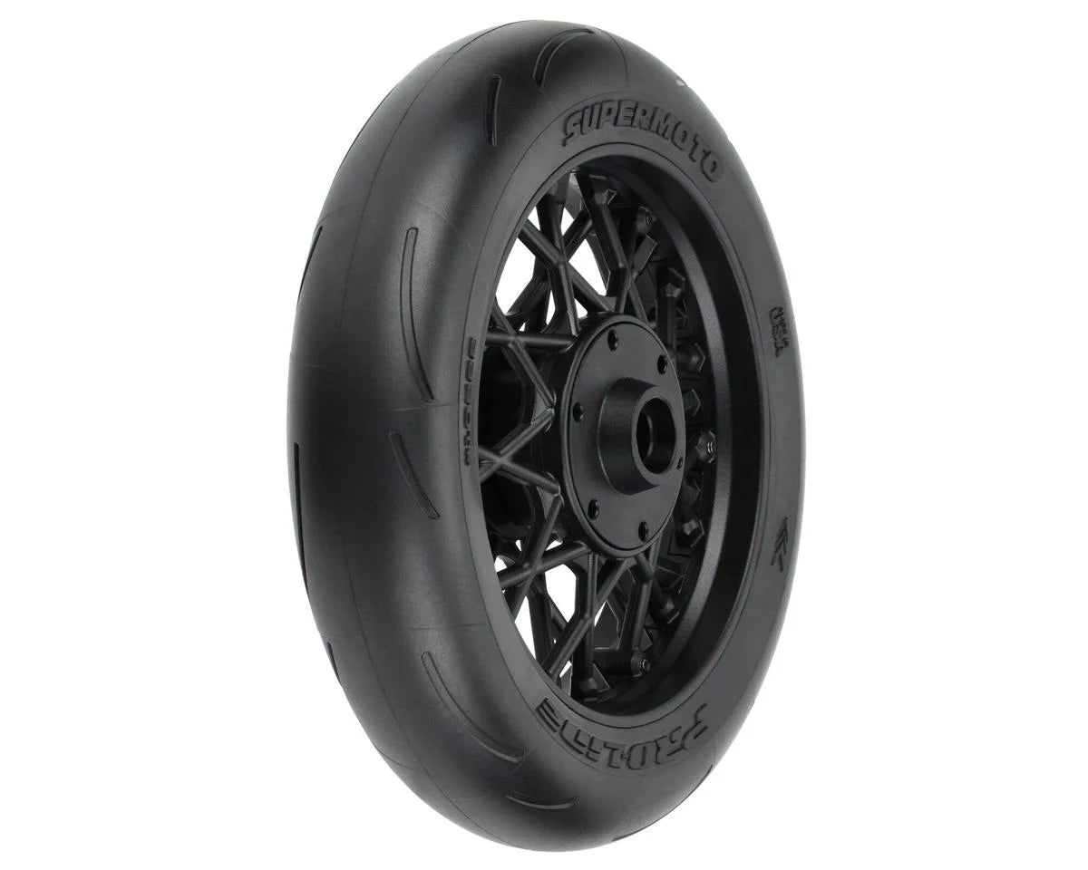 Pro-Line PRO10222-10 1/4 Supermoto Front Tire Pre-Mounted (Black) (1) (S3)