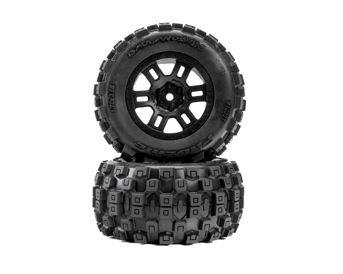 Pro-Line PRO1030-110 Arrma Mini Kraton Badlands Pre-Mounted Tires w/Split Six Wheels (Black) (2) w/12mm Hex