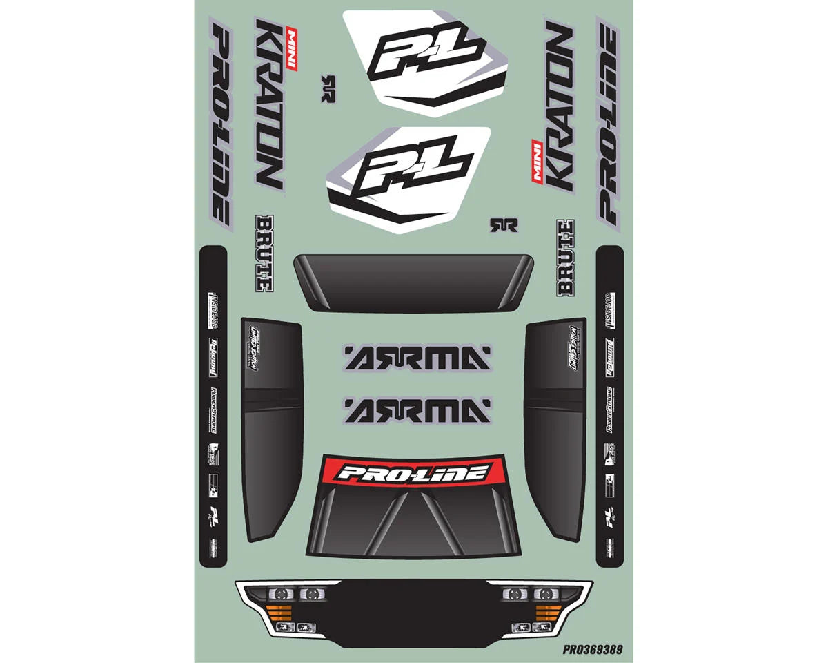 Pro-Line PRO3693-20 Arrma Mini Kraton Brute 1/16 Pre-Cut & Pre-Painted Body (Green/Black) (Limited Edition)