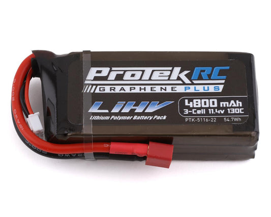 ProTek RC PTK-5116-22 3S 130C Si-Grafeno de bajo IR + batería LiPo HV Shorty (11,4 V/4800 mAh) Paquete sobre orugas con enchufe estilo T