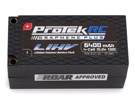 ProTek RC PTK-5131-22 4S 130C Low IR Si-Graphene+ HV Shorty LiPo Batería (15,2 V/6400 mAh) con conector de 5 mm (aprobado por ROAR)