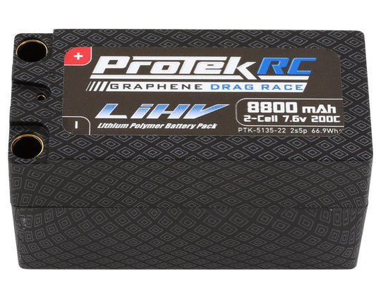 ProTek PTK-5135-22 RC 2S 200C 2s5p Si-Graphene Drag Race Shorty LiPo Battery (7.6V/8800mAh) w/8mm Connectors