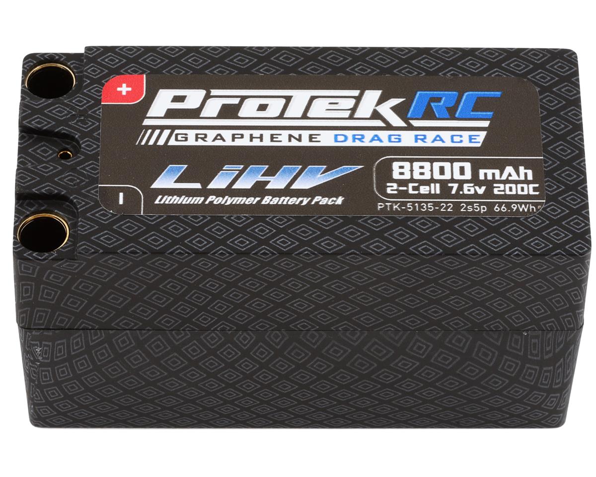 Batterie LiPo Shorty ProTek PTK-5135-22 RC 2S 200C 2s5p Si-Graphene Drag Race (7,6 V/8800 mAh) avec connecteurs 8 mm