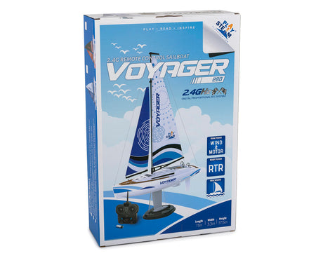 PlaySTEM Voyager 280 Motor-Powered RC Sailboat (Blue) w/2.4GHz Transmitter XB05001B