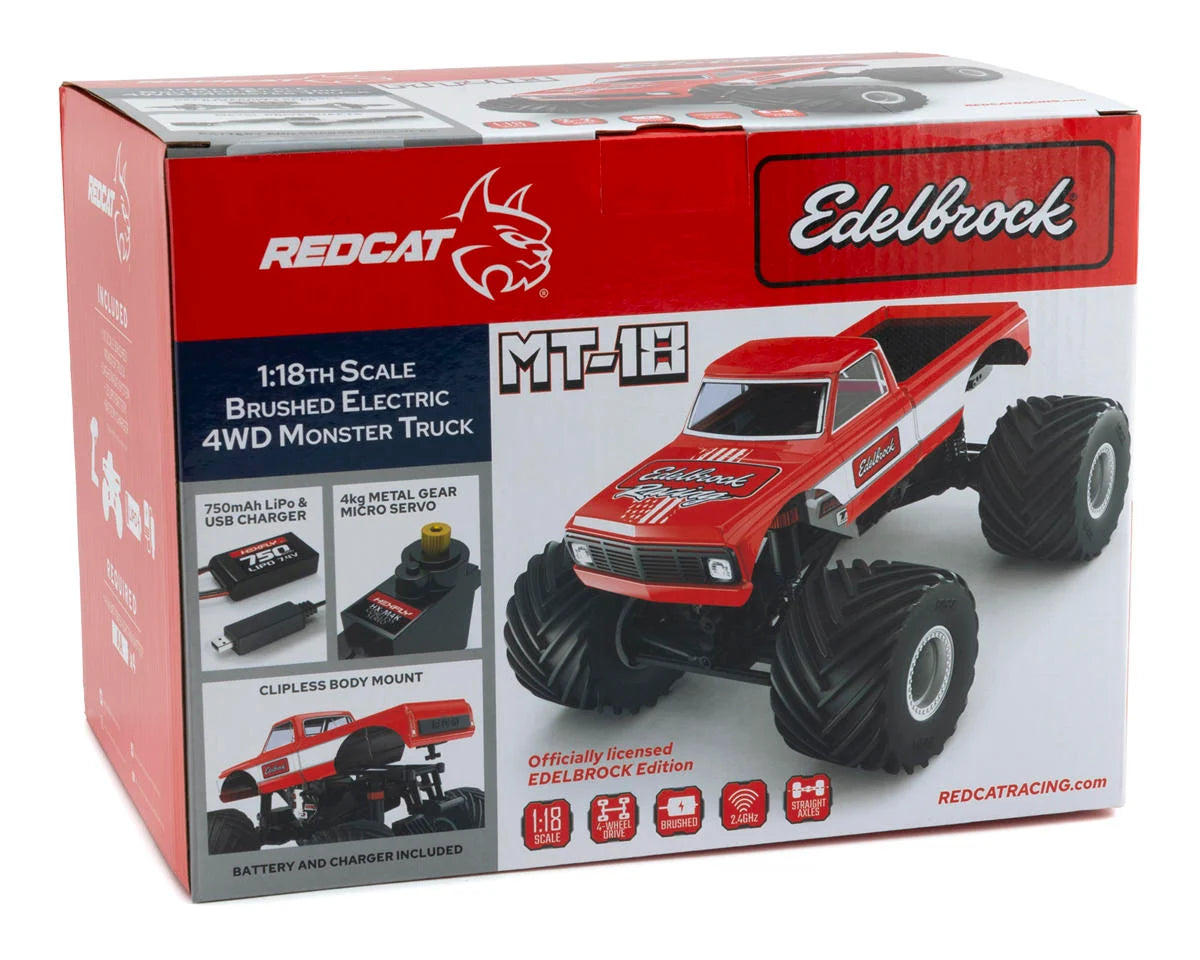 REDCAT 33540 MT-18 1/18 4WD RTR Micro Monster Truck (Edelbrock Racing) w/2.4GHz Radio, Battery & Charger