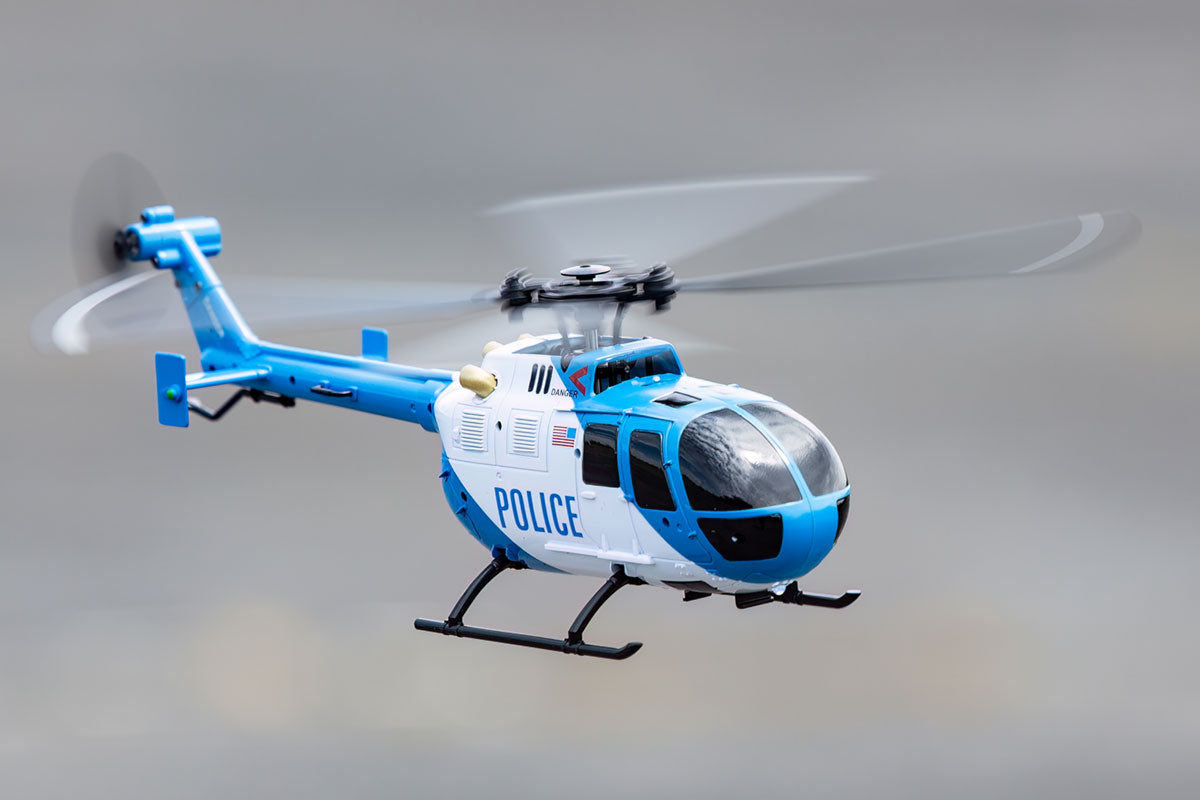Rage RC RGR6051 BLUE Hero-Copter, helicóptero RTF de 4 palas; Policía