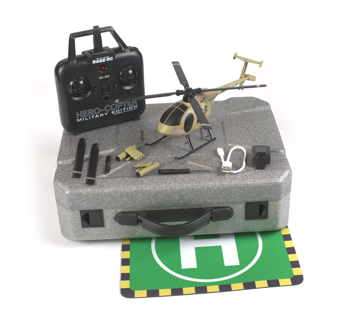 Rage R/C RGR6100 Hero-Copter Military, 4-Blade RTF Heli; Army