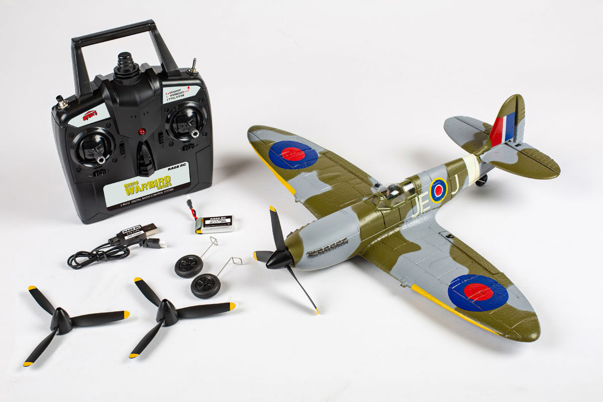 RAGE RC RGRA1303V2 Supermarine Spitfire Micro RTF Airplane with PASS (Pilot Assist Stability Software) System