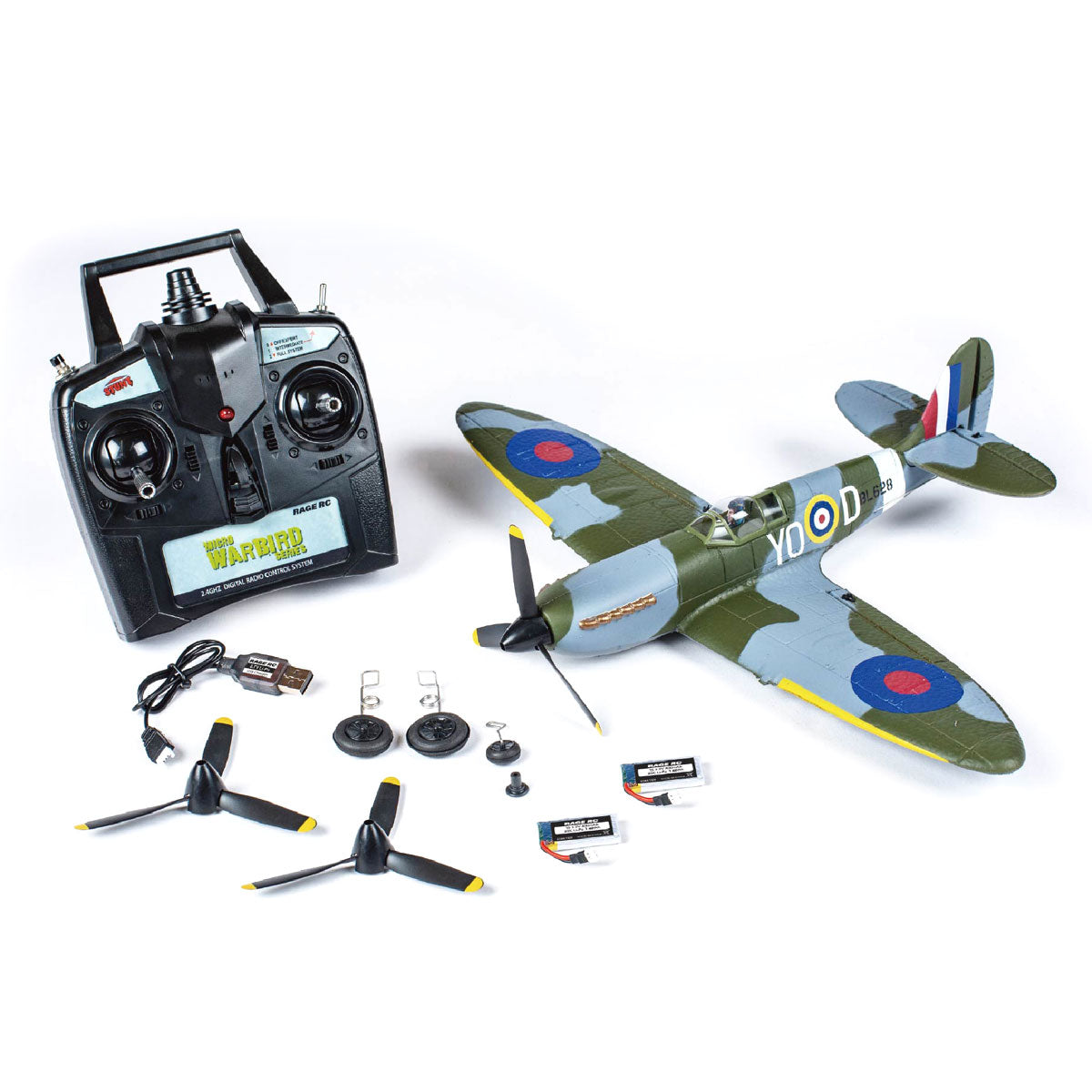 Rage R/C RGRA1303V3 Supermarine Spitfire Micro RTF Airplane with PASS (Pilot Assist Stability Software) System