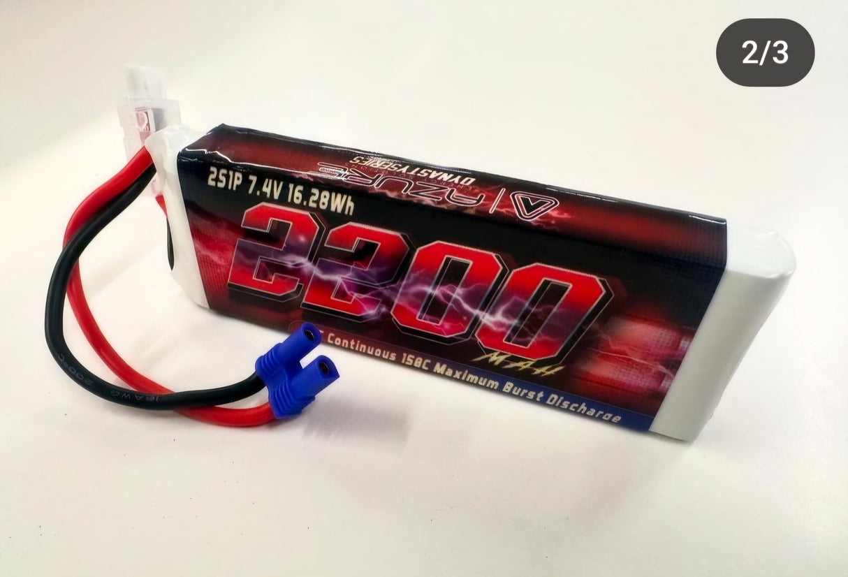 AZURE RACING 2S 2200MAH LIPO BATTERY 75C TO 150C ( GROM )