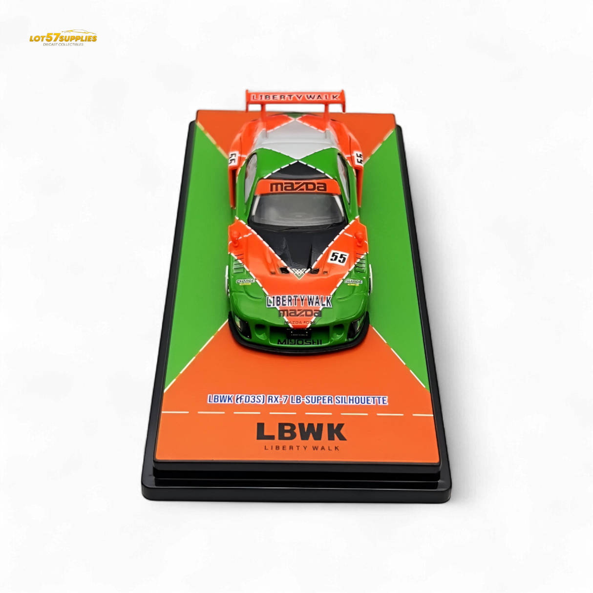 Inno64 Mazda RX-7 LBWK Orange/Green 1:64