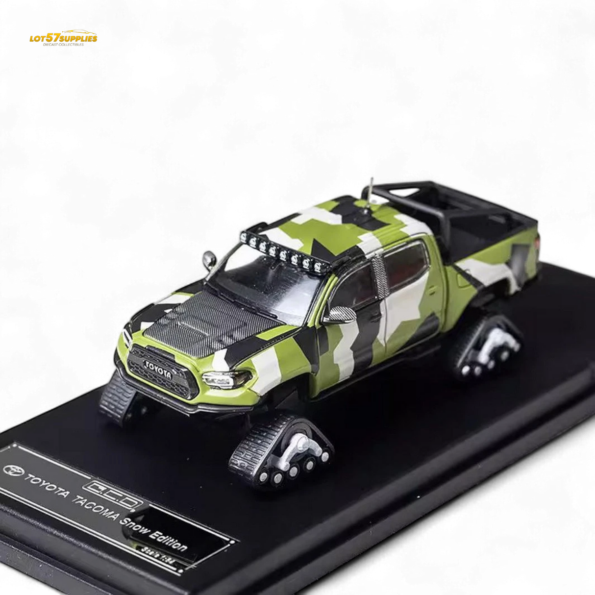 GCD Toyota TACOMA SNOW VERSION in Green Camo & 3PMSF Tires 1:64