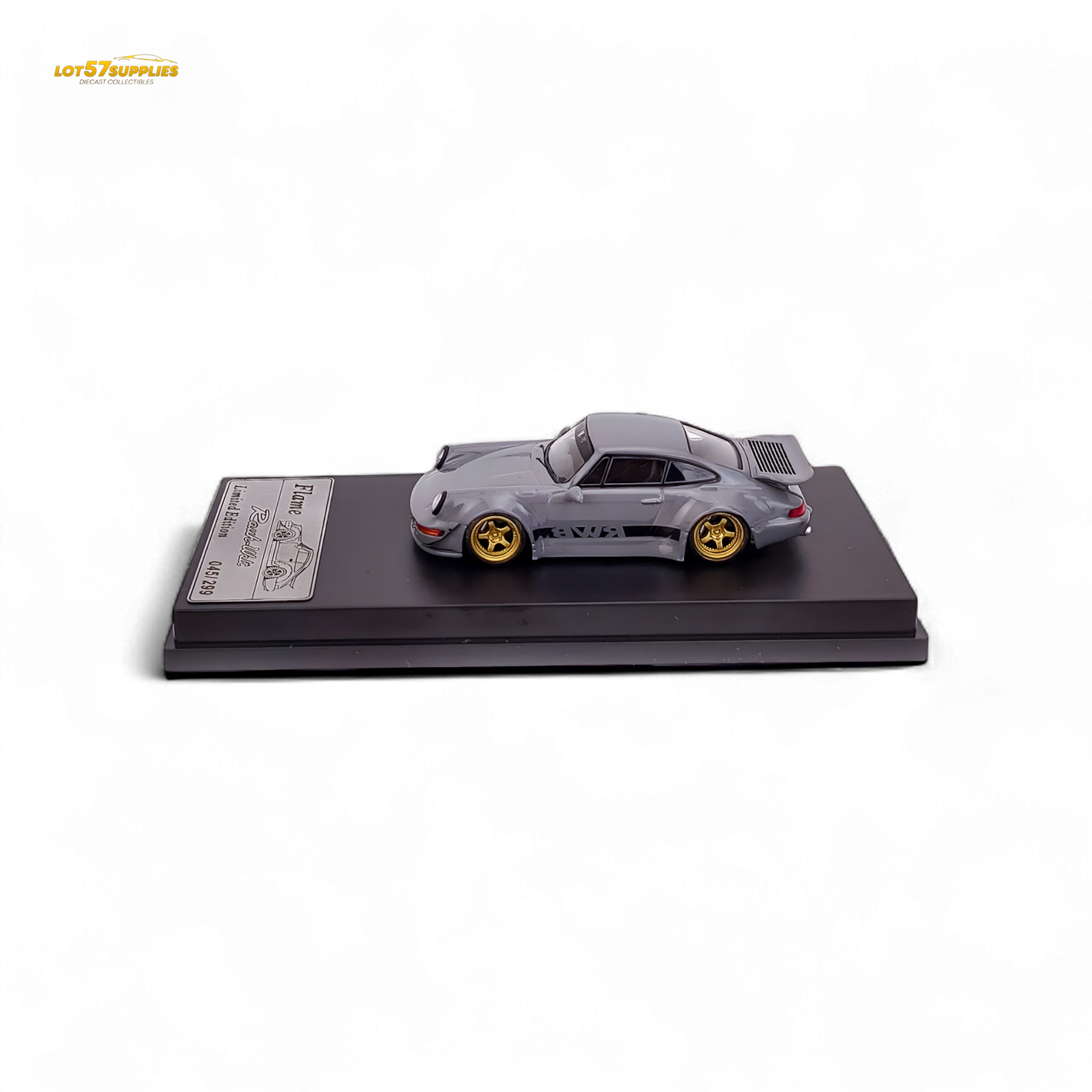 Flame Porsche 964 RWB Whale Tale Cement Gray 1:64