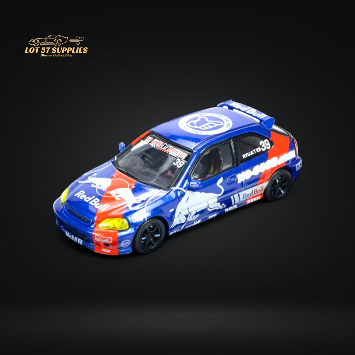 Inno64 Honda Civic Type-R EK9 NO GOOD RACING Red Bull Livery 1:64