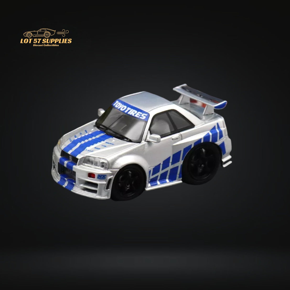 YM Model Skyline R34 Silver Blue F&F Livery 1:64