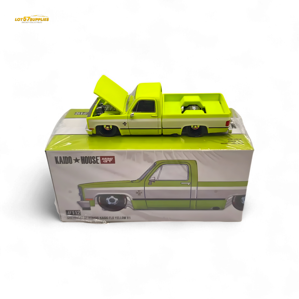 Mini GT x Kaido House Chevrolet Silverado FLO YELLOW 1:64