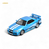 Stance Hunters Skyline GT-R R34 Z-Tune Chrome Blue 1:64