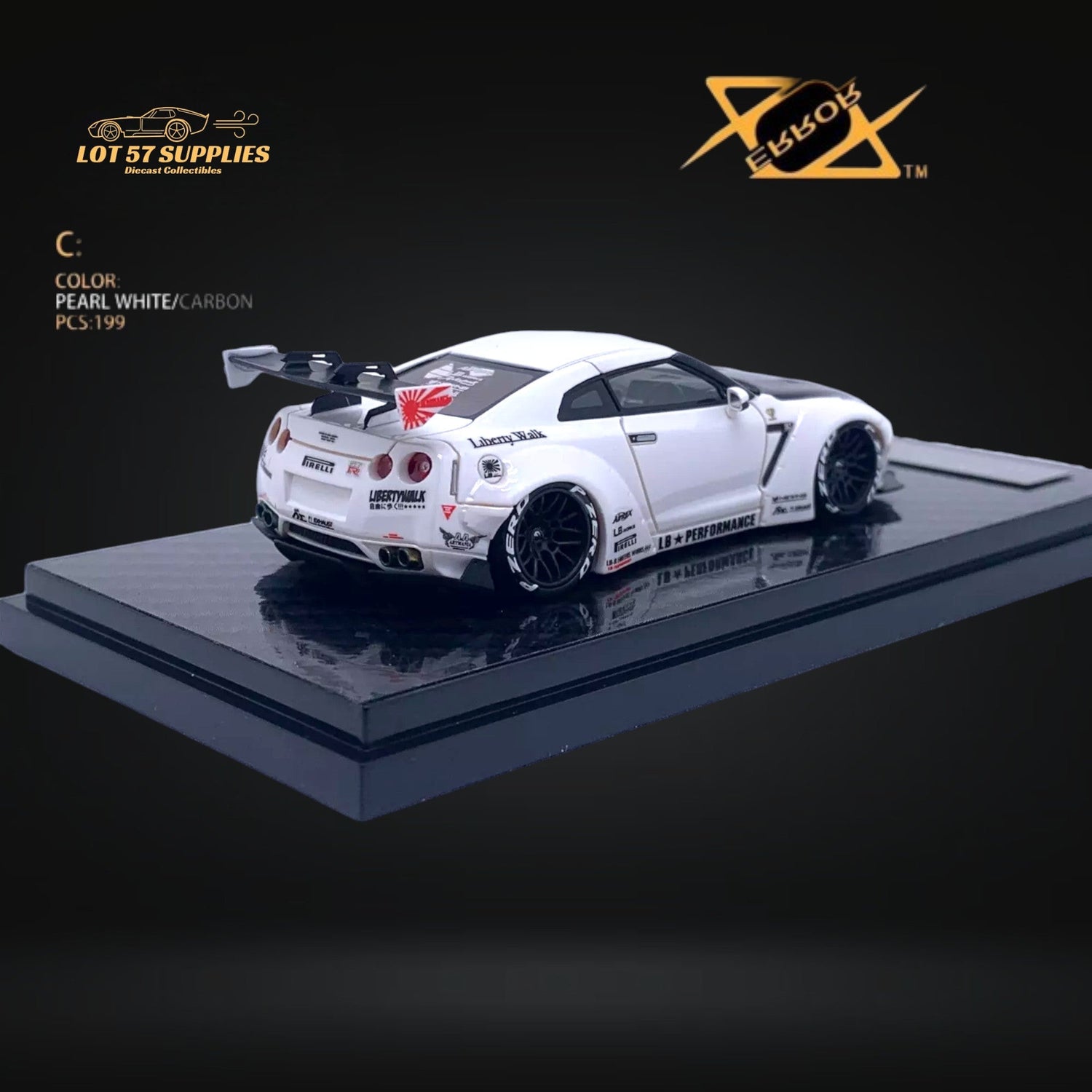 404ERROR LB-Works Skyline GT-R R35 Pearl White Carbon Hood 1:64