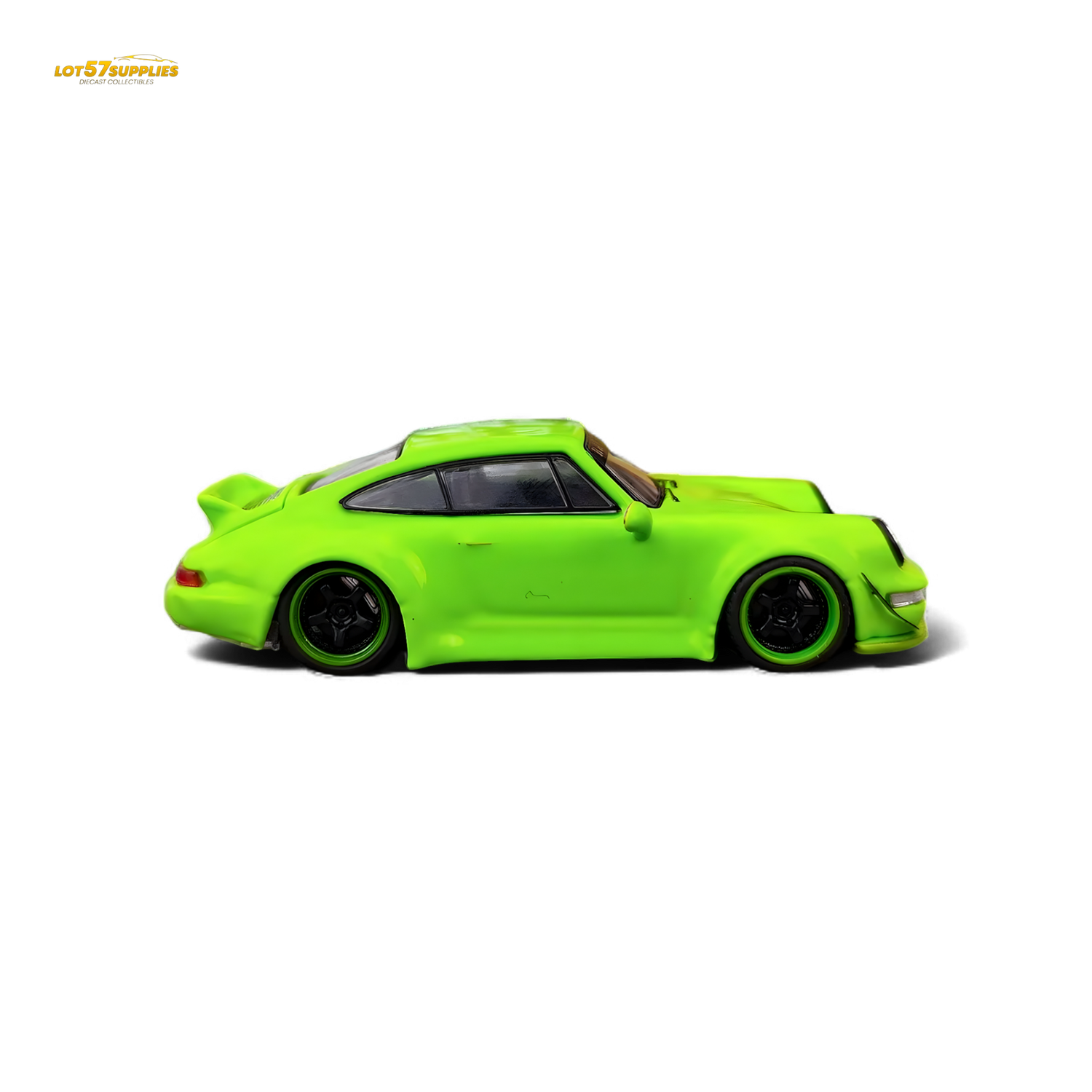 Flame Porsche 964 RWB Ducktail Fluorescent Green 1:64