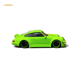 Flame Porsche 964 RWB Ducktail Fluorescent Green 1:64